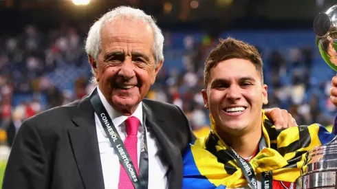 D'Onofrio y Quintero compartieron este momento inolvidable en Madrid luego de River 3- Boca 1. (FOTO: Getty)