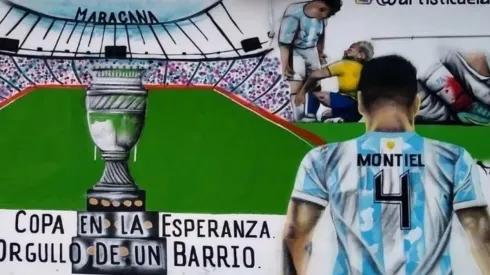 El impresionante mural dedicado a Gonzalo Montiel en su barrio de González Catán