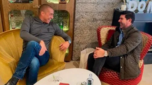 David Trezeguet junto a Marcelo Salas en un reencuentro de delanteros de River.