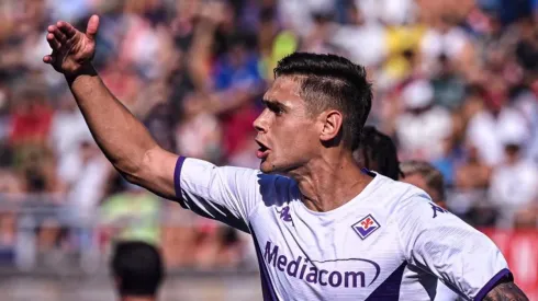 El festejo del Chino frente al Bologna.