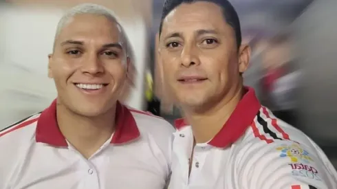 Juanfer junto a Giovanni Hernández en el Partido de las Estrellas en Colombia.