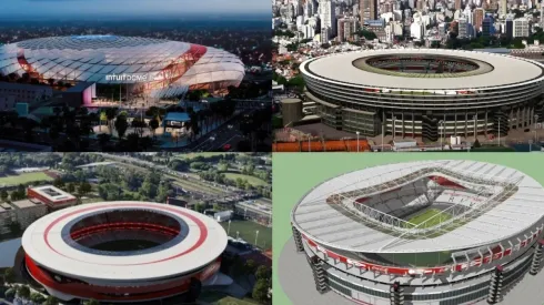 Los diferentes renders que circulan sobre el posible techo para el Monumental en un futuro.