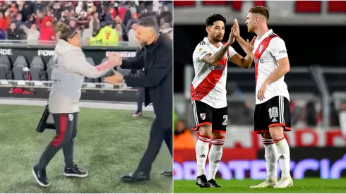 Demichelis la felicitó y le dio un beso a Milagros apenas terminó el partido.