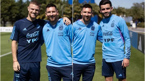 Locos por Messi: Beltrán y Simón, junto al mejor jugador del mundo.