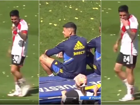 Enzo Pérez le tiró un beso y le dedicó el gol de River a Marcos Rojo