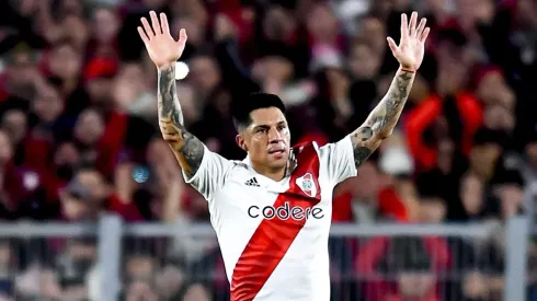 BUENOS AIRES, ARGENTINA - JULY 15: Enzo Perez of River Plate greets the fans after being replaced during a match between River Plate and Estudiantes La Plata as part of Liga Profesional Argentina 2023 at Estadio Más Monumental Antonio Vespucio Liberti on July 15, 2023 in Buenos Aires, Argentina. (Photo by Marcelo Endelli/Getty Images)
