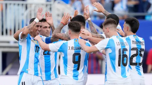Los jugadores de la Selección Argentina, a puro festejo.