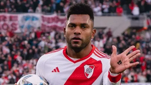 Borja y su festejo especial ante Lanús.