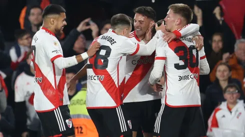 Los futbolistas de River, a puro festejo.