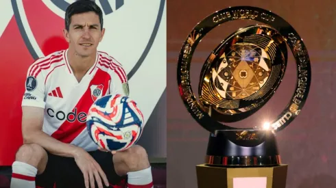 Los jugadores de River con la pelota del Mundial de Clubes.