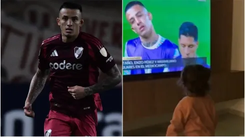 La reacción de la hija de Kevin Castaño al verlo por TV antes de Universitario vs River (FOTO: @RiverPlate).