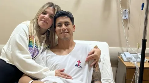 Maxi Meza, junto a su pareja Mel Laspina.