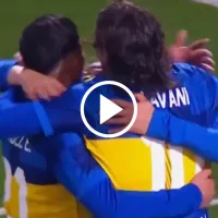 El gol de Edinson Cavani a Almirante Brown tras una gran jugada de Merentiel