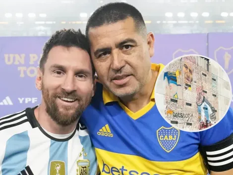 Con Riquelme y Messi: cómo es el mural gigante que se está pintando cerca de La Bombonera