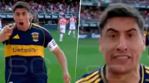 El festejo de Merentiel para el 2-1 de Boca en La Plata.