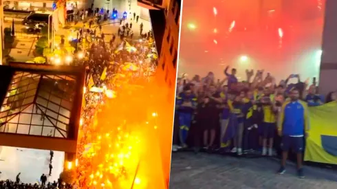 La caravana de los hinchas para alentar al plantel.