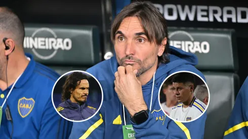 El tenso momento que vivió Diego Martínez con Cavani en una práctica de Boca y debió intervenir Rojo.