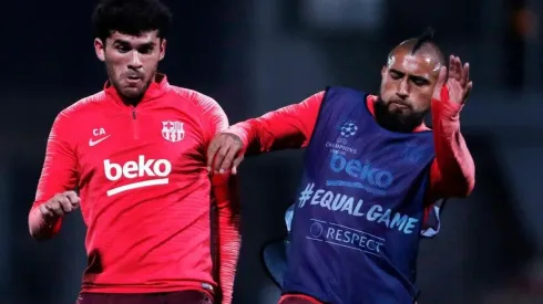 Vidal en el entrenamiento de hoy