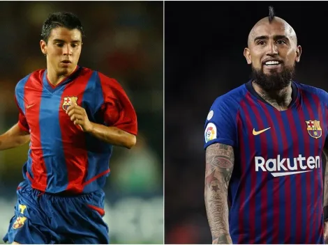 Javier Saviola le tira flores a Arturo Vidal en Barcelona