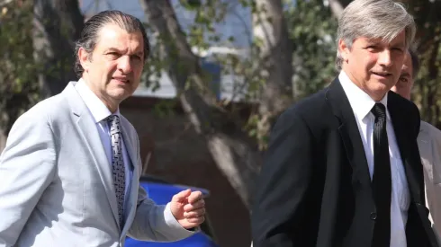 Aníbal Mosa junto a Harold Mayne-Nicholls esta mañana en el Monumental