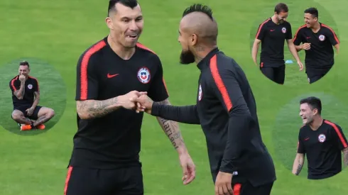 Muchas risas en el entrenamiento de este jueves.