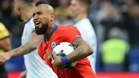 Arturo Vidal tras convertir de penal ante Argentina.