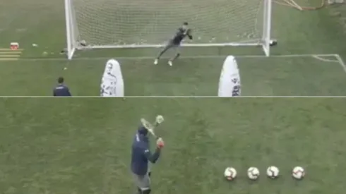 Matías Dituro entrenando con pelotas de Tenis