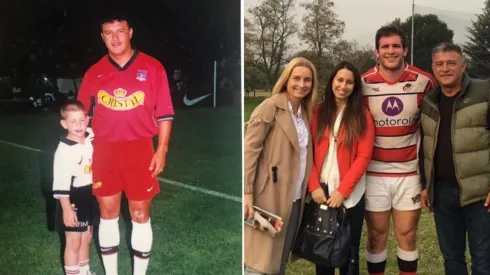 Claudio Borghi y su hijo Filippo. A la izquierda, en 2001. A la derecha, en la actualidad.