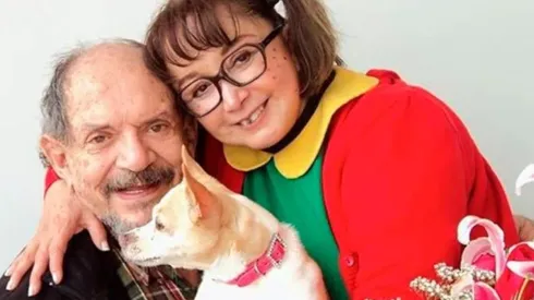 María Antonieta de las Nieves, como la Chilindrina, con Gabriel Fernández.