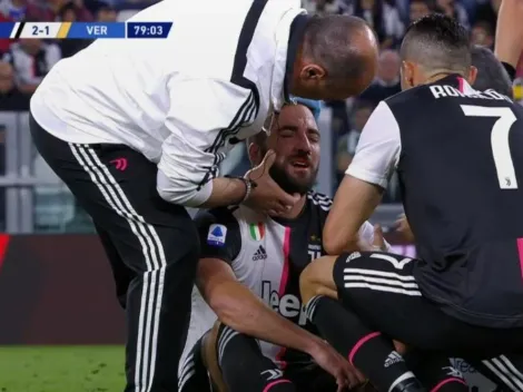 La molestia del Pipa Higuaín luego que le rompen la nariz