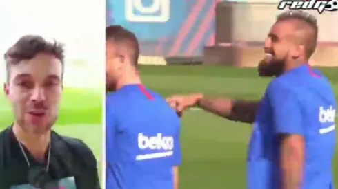 Enzo Olivera, corresponsal de RedGol, en el entrenamiento de Barcelona.