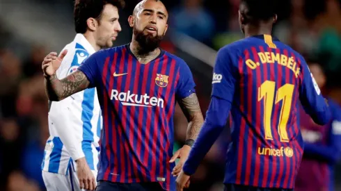 Vidal y Dembélé en el Barça.