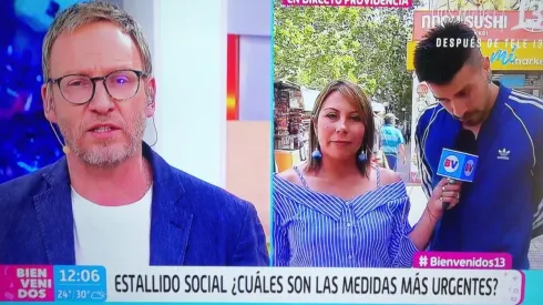 El animador a pantalla doble con Juan.