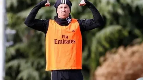 El defensor español en una práctica del Real Madrid.