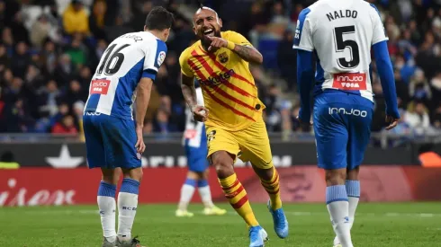 Vidal festeja su gol contra el Espanyol.