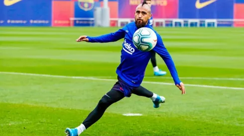 Arturo Vidal fue parte de la primera práctica de Quique Setién en Barcelona, esta mañana