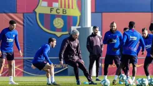 Setién entrenando en Barcelona junto al Rey