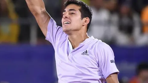 Garin celebra por su ascenso en el ránking de la ATP.