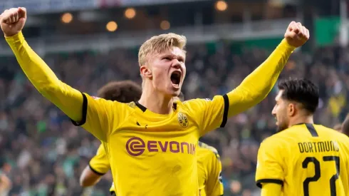 Haaland y el grito de gol con la camiseta del Borussia Dortmund
