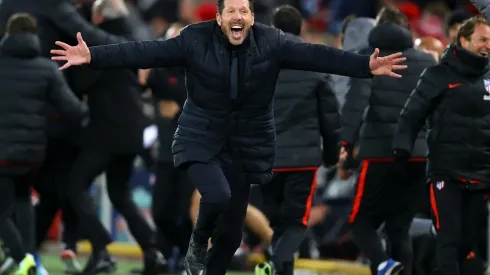 Simeone festejó el triunfo sobre Liverpool.