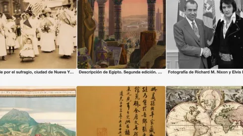 Fotografías, como por ejemplo, la de Richard Nuixon con Elvis Presley se pueden encontrar de manera gratuita.