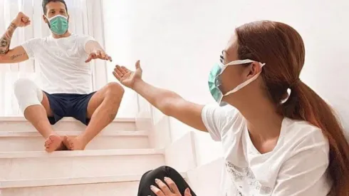 Ezequiel Garay junto a su pareja Tamara Gorro