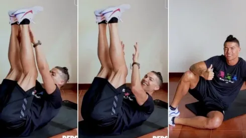 Cristiano a full con su desafío. Hasta se ríe.