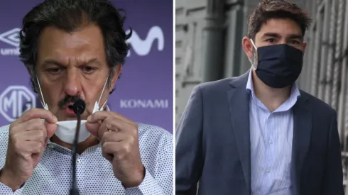 Aníbal Mosa el día de la conferencia donde se anunció el quiebre con el plantel. Gamadiel García luego iría a la Dirección del Trabajo.