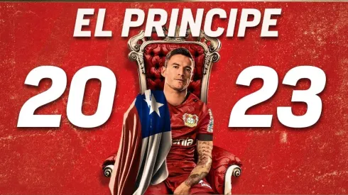 Afiche del Leverkusen celebrando la firma de Aránguiz