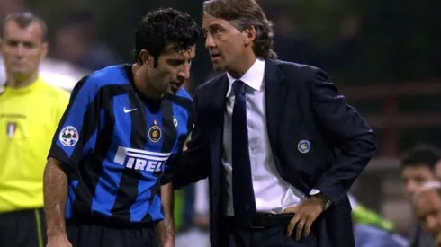Figo con Mancini en Inter