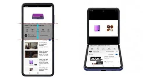 El Samsung Galaxy Z Flip adapta la pantalla para que puedas ver YouTube en modo plegado.