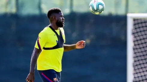 Samuel Umtiti en el entrenamiento del FC Barcelona