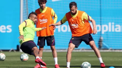 Vidal entrenando en Barcelona