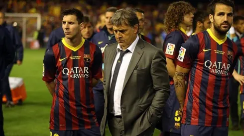 Gerardo Martino en su paso por Barcelona junto a Messi y Fàbregas